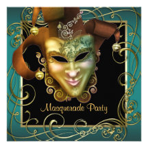 Jade-schwarze Goldmaskerade-Party Einladungen