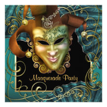 Jade-schwarze Goldmaskerade-Party Einladungen