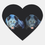 Jaguar - schwarzer Panther-Herz-Aufkleber