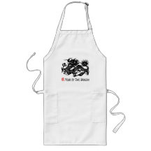 Jahr des Drache-Papier-Schnitt-Geschenks Schürze