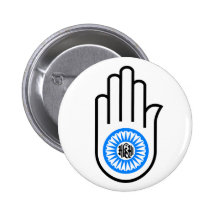 Jainismus-Symbol-Hand und Rad lesenAhimsa Anstecknadelbuttons