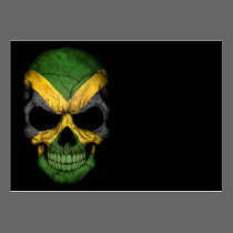 Jamaican Flag Skull on Black visitenkarten