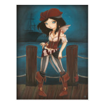 Jane - Fantasie feenhafte Piratenpostkarte