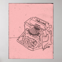 Janels antike Schreibmaschine im Rosa Plakat
