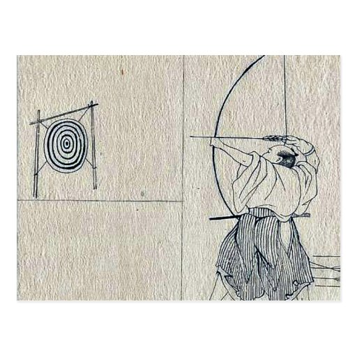 Januar durch Hanabusa, Itcho Ukiyoe Postkarte