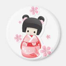 Japanische Geisha-Puppe - Brötchen-Reihe Magnete