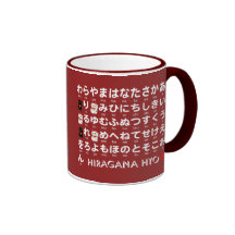Japanische Hiragana- u. Katakanatabelle (Alphabet) Tee Tasse