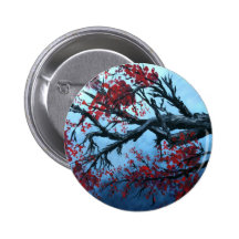 japanische Kirschblüten-Blumenbaum-Orientale-Kunst Button