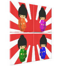 Japanische niedliche Kokeshi Puppe auf Popkunst de Leinwand Druck