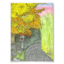 Japanischer Garten-Aquarell-Druck Photo Druck