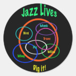 Jazz-Leben Runde Aufkleber