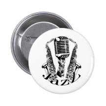 Jazz ~ Saxophon-Saxophon-Mikrofon-Musik Anstecknadelbuttons