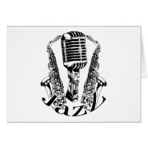 Jazz ~ Saxophon-Saxophon-Mikrofon-Musik Karten