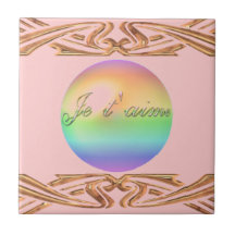 Je t'Aime Pariser Liebe Franzose-I Sie Goldrollen Keramikfliese