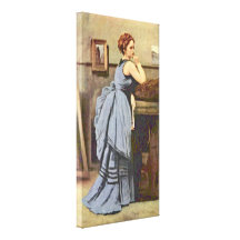 Jean-Baptiste-Camille Corot - Frau im Blau Galerie Falt Leinwand
