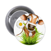 Jersey-Kuh im Gras Button