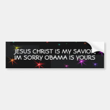 JESUS CHRISTUS IST MEIN RETTER, IM TRAURIGER OBAMA AUTOSTICKER
