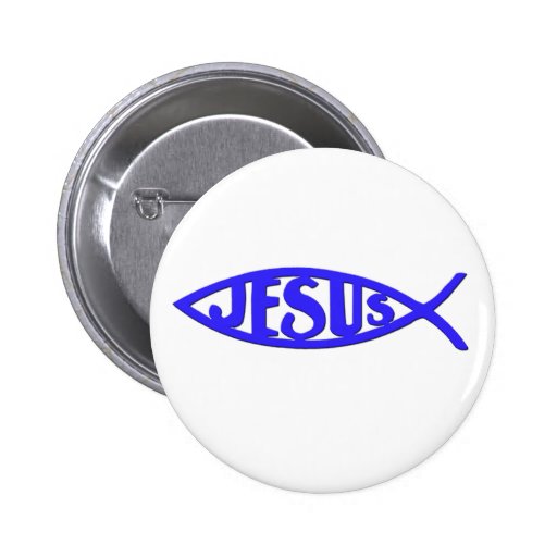 Jesus-Fische (Knopf-Blau) Anstecknadelbutton