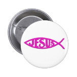 Jesus-Fische (Knopf-Rosa) Anstecknadel