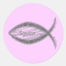 Jesus-Retter-Fisch-Symbol Runde Sticker