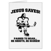 Jesus rettet Hockey lustiges T-Shirt Grußkarte