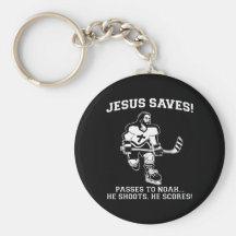 Jesus rettet Hockey lustiges T-Shirt Schlüsselbänder