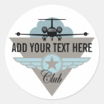Jet-Flugzeug-Flügel-Verein Runder Sticker