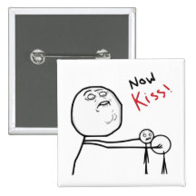 Jetzt Kuss-Raserei-Gesichts-Comic Meme Button