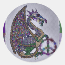 Jeweled Friedensdrache Runder Sticker