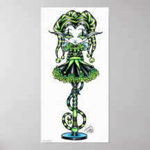 Jinxy Elf-Stock-Grün-Spaßvogel-Fee-Plakat