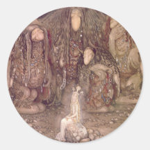 John Bauer - Schleppangeln mit einer entführten Pr Runde Aufkleber