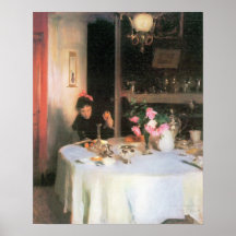 John Singer Sargent - der Frühstückstisch Poster