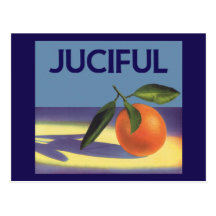 Juciful Orangen, Vintage Frucht-Kisten-Aufkleber-K Postkarten