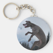 Jumping Weimaraner Keychain