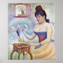 Junge Frau, die (Seurat, sich pulverisiert) Posterdrucke