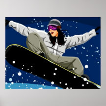 Junge Frauen-Snowboarding-Plakat