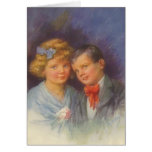 Junge Liebe, Vintages Mädchen u. Jungevalentine-Po Karte