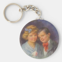 Junge Liebe, Vintages Mädchen u. Jungevalentine-Po Schlüsselbänder