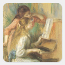 Junge Mädchen am Klavier durch Pierre Auguste Reno Quadratsticker