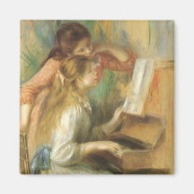 Junge Mädchen am Klavier durch Pierre Auguste Reno Kühlschrankmagnet
