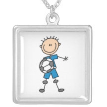 Jungen-blaue einheitliche Strichmännchen-Fußball-S Selbst Gestalteter Schmuck