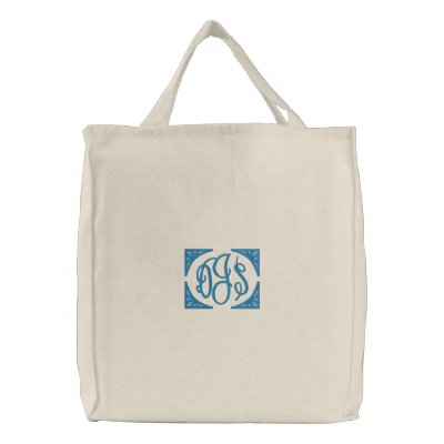 Jungen stickten Monogramm-Leinwand-Taschen-Tasche