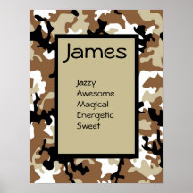 Jungen tarnen Militärarmee-Namen-Kunst-Plakat