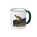 Junger Mann-Reitfahrrad Kaffee Tasse