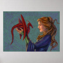 Junger roter Drache Plakate