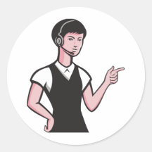 junges weibliches Kopfhörerzeigen Sticker