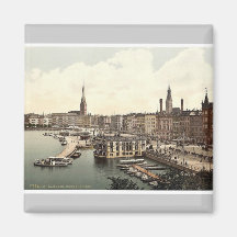 Jungfernsteig vom Norden, Hamburg, Deutschland cla Kühlschrankmagnet