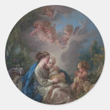 Jungfrau und Kind - François Boucher Runder Aufkleber