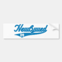 Jungvermählten '09 (Baseball-Skript-Blau) Autoaufkleber