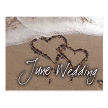 Juni-Strand-Hochzeit in Urlaubsorts-Postkarte